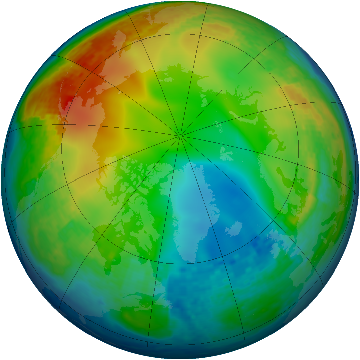 Arctic ozone map for 22 December 2001